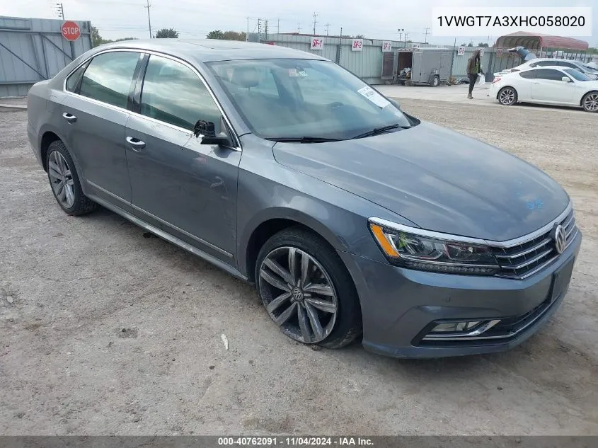 2017 Volkswagen Passat 1.8T Se VIN: 1VWGT7A3XHC058020 Lot: 40762091