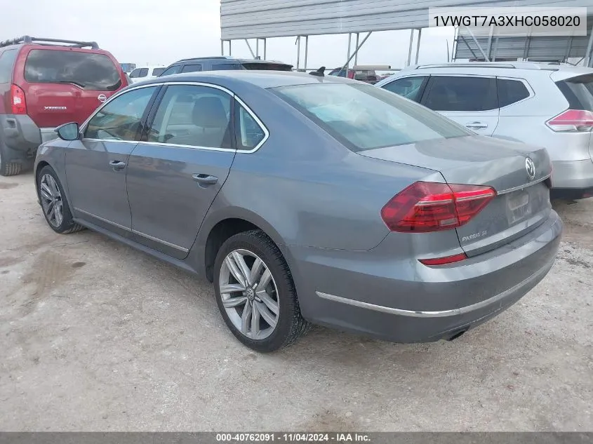 2017 Volkswagen Passat 1.8T Se VIN: 1VWGT7A3XHC058020 Lot: 40762091