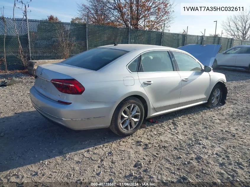 2017 Volkswagen Passat 1.8T S VIN: 1VWAT7A35HC032611 Lot: 40778587