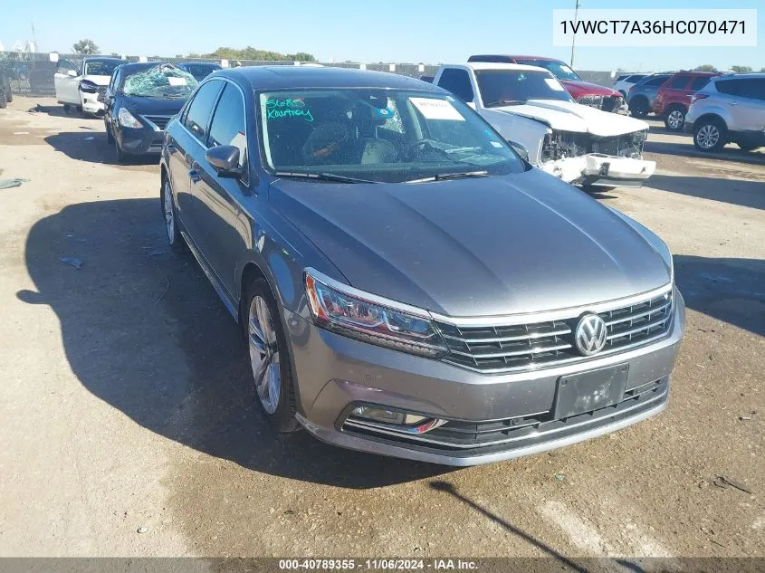 1VWCT7A36HC070471 2017 Volkswagen Passat 1.8T Sel Premium