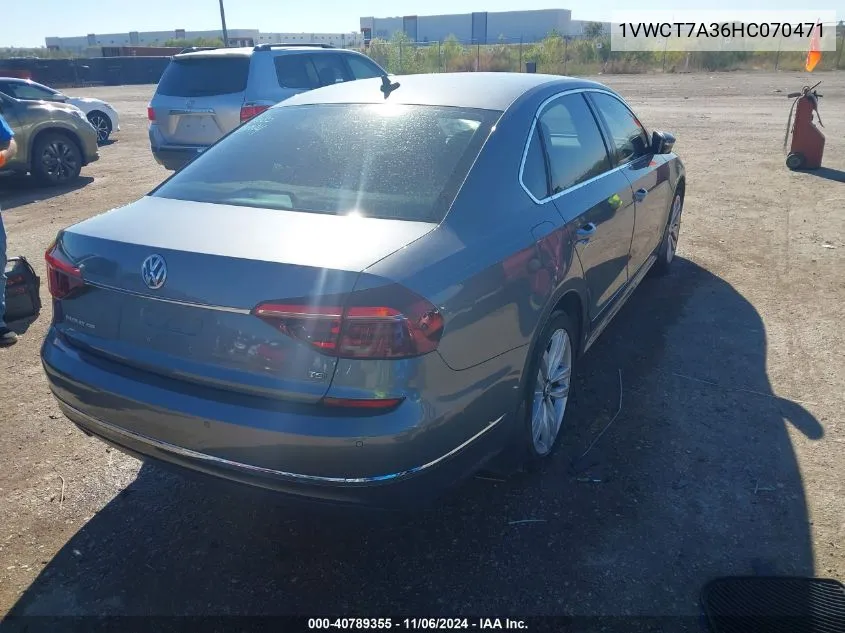 1VWCT7A36HC070471 2017 Volkswagen Passat 1.8T Sel Premium