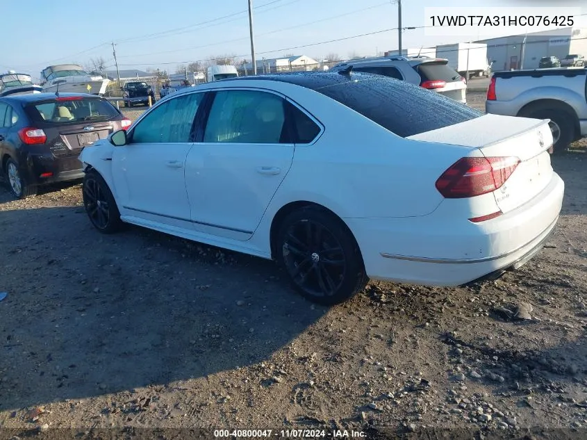 2017 Volkswagen Passat 1.8T R-Line VIN: 1VWDT7A31HC076425 Lot: 40800047