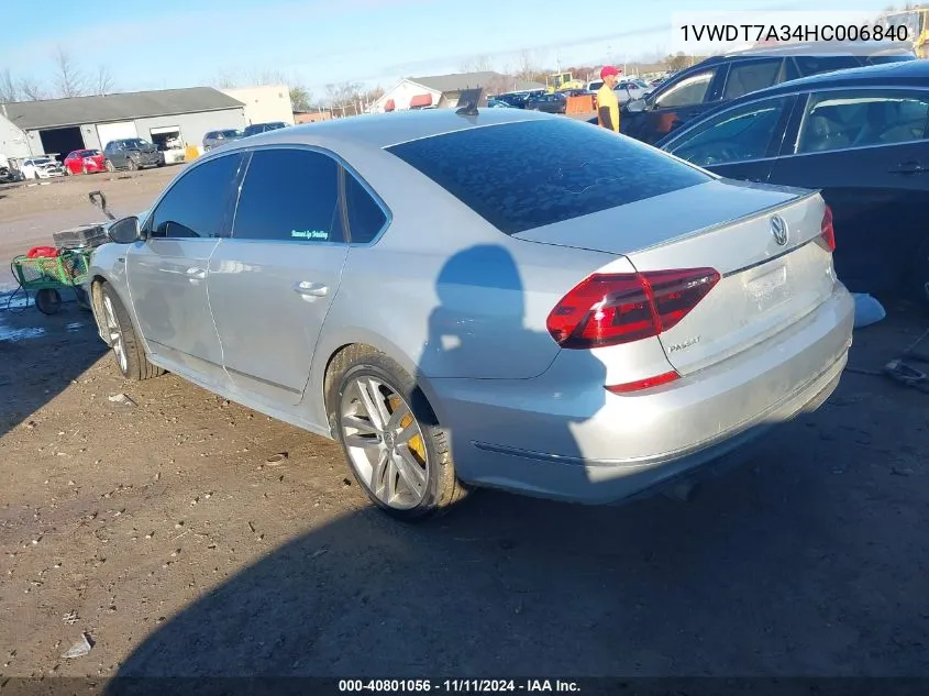 1VWDT7A34HC006840 2017 Volkswagen Passat 1.8T R-Line