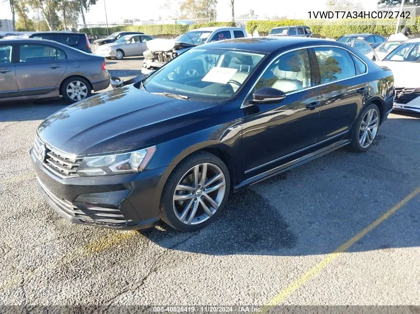 2017 Volkswagen Passat 1.8T R-Line VIN: 1VWDT7A34HC072742 Lot: 40825419