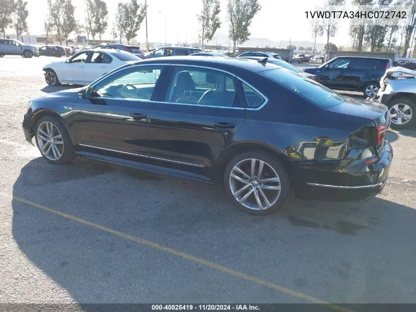 2017 Volkswagen Passat 1.8T R-Line VIN: 1VWDT7A34HC072742 Lot: 40825419