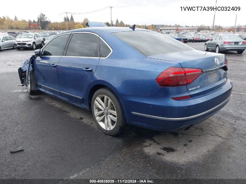 2017 Volkswagen Passat 1.8T Sel Premium VIN: 1VWCT7A39HC032409 Lot: 40835039