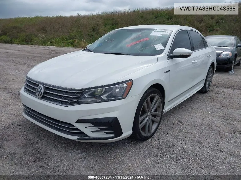 2017 Volkswagen Passat 1.8T R-Line VIN: 1VWDT7A33HC043538 Lot: 40857284