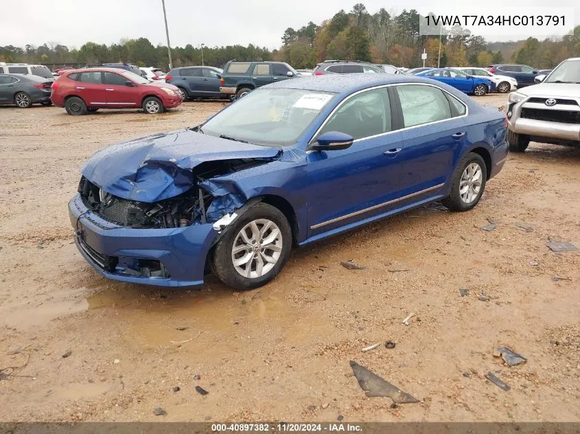 2017 Volkswagen Passat 1.8T S VIN: 1VWAT7A34HC013791 Lot: 40897382