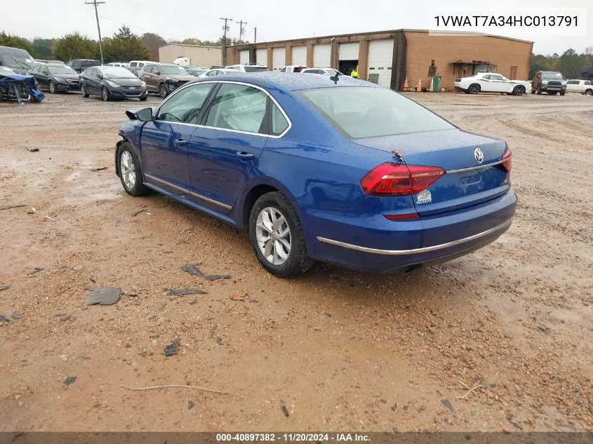 2017 Volkswagen Passat 1.8T S VIN: 1VWAT7A34HC013791 Lot: 40897382