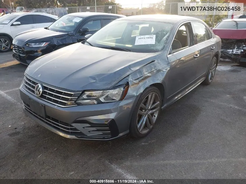 2017 Volkswagen Passat 1.8T R-Line VIN: 1VWDT7A38HC026458 Lot: 40915886