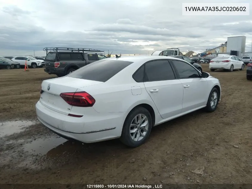 1VWAA7A35JC020602 2018 Volkswagen Passat S/R-Line