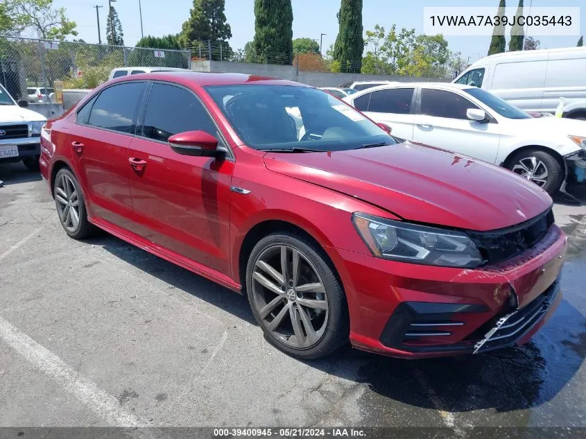 2018 Volkswagen Passat 2.0T R-Line/2.0T S VIN: 1VWAA7A39JC035443 Lot: 39400945