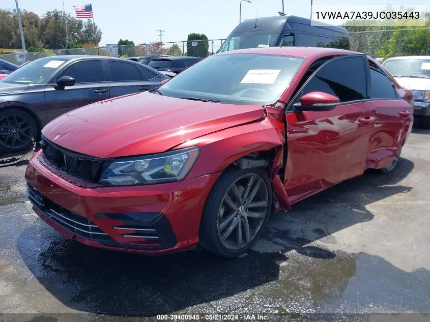 1VWAA7A39JC035443 2018 Volkswagen Passat 2.0T R-Line/2.0T S