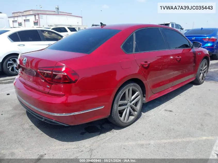 2018 Volkswagen Passat 2.0T R-Line/2.0T S VIN: 1VWAA7A39JC035443 Lot: 39400945