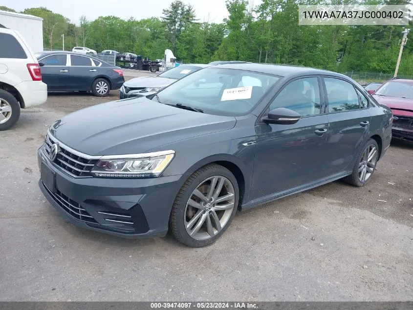 2018 Volkswagen Passat 2.0T R-Line/2.0T S VIN: 1VWAA7A37JC000402 Lot: 39474097