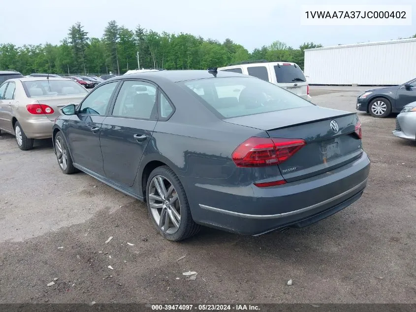 2018 Volkswagen Passat 2.0T R-Line/2.0T S VIN: 1VWAA7A37JC000402 Lot: 39474097