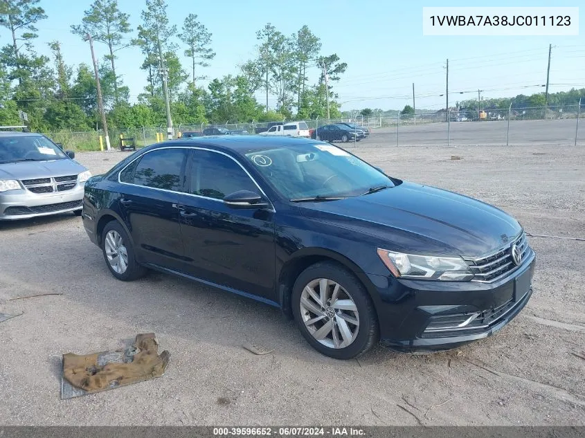 2018 Volkswagen Passat 2.0T Se VIN: 1VWBA7A38JC011123 Lot: 39596652