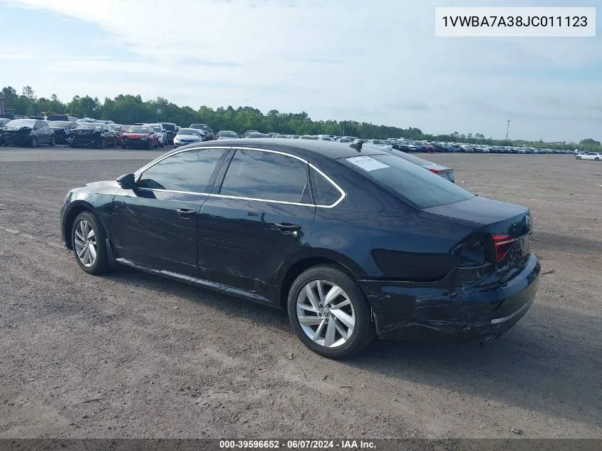 2018 Volkswagen Passat 2.0T Se VIN: 1VWBA7A38JC011123 Lot: 39596652