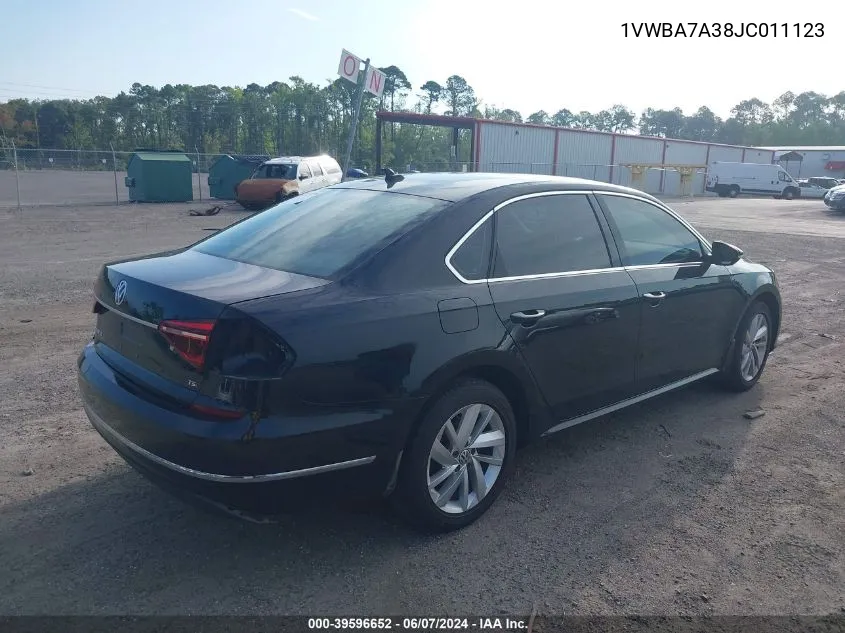 2018 Volkswagen Passat 2.0T Se VIN: 1VWBA7A38JC011123 Lot: 39596652