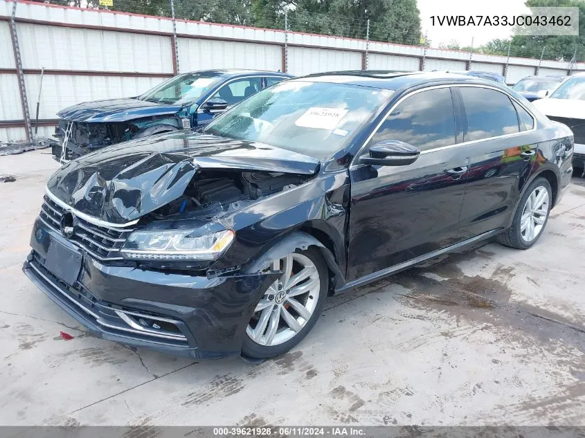 1VWBA7A33JC043462 2018 Volkswagen Passat 2.0T Se