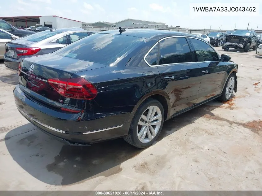 1VWBA7A33JC043462 2018 Volkswagen Passat 2.0T Se