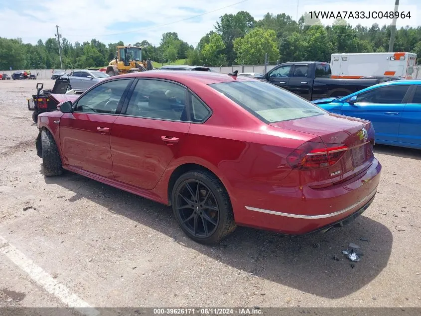 1VWAA7A33JC048964 2018 Volkswagen Passat 2.0T R-Line/2.0T S