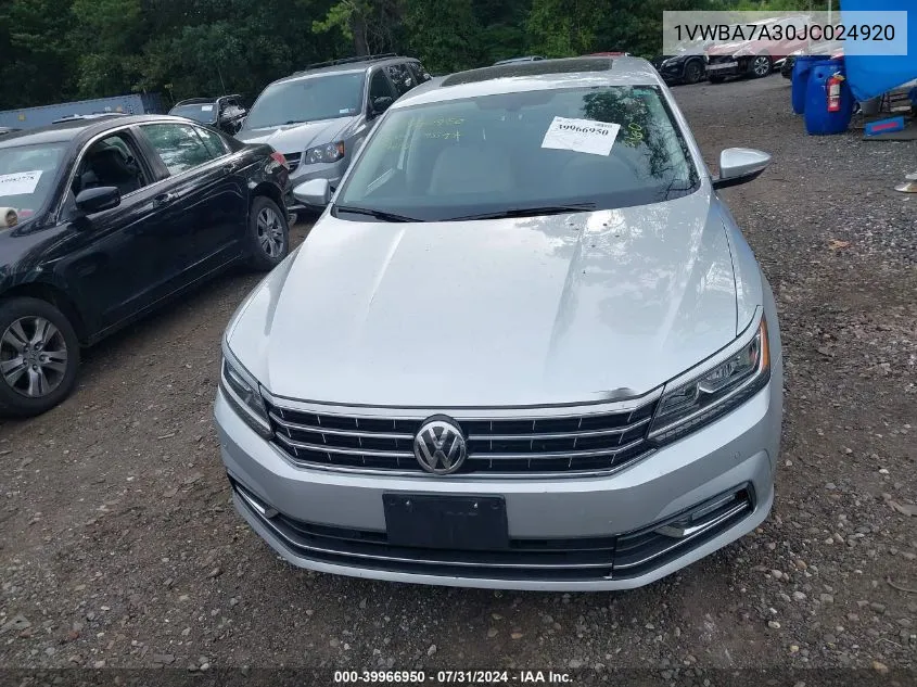 2018 Volkswagen Passat 2.0T Se VIN: 1VWBA7A30JC024920 Lot: 39966950