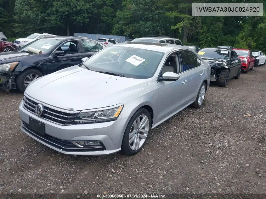 2018 Volkswagen Passat 2.0T Se VIN: 1VWBA7A30JC024920 Lot: 39966950