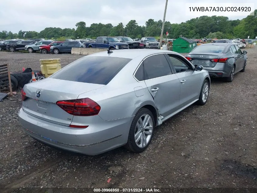 2018 Volkswagen Passat 2.0T Se VIN: 1VWBA7A30JC024920 Lot: 39966950