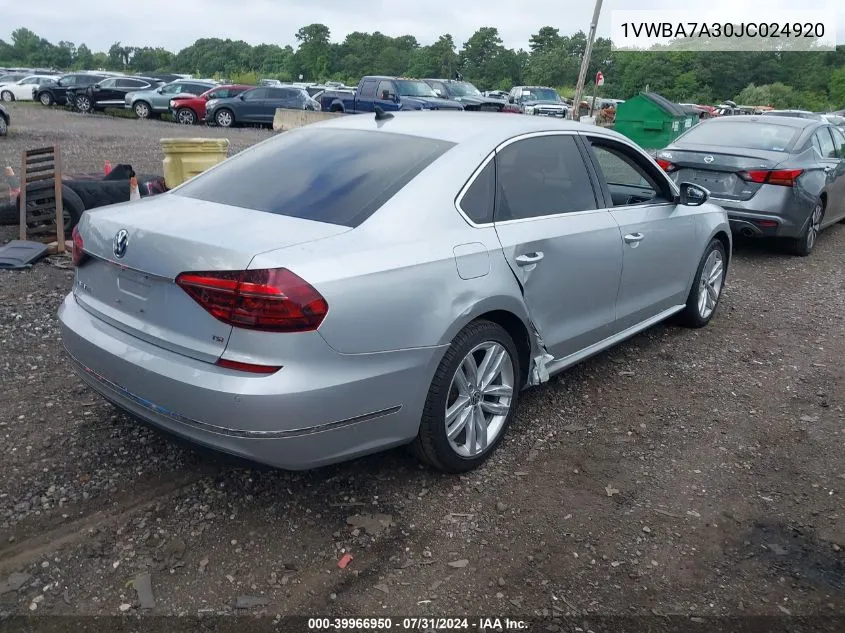 2018 Volkswagen Passat 2.0T Se VIN: 1VWBA7A30JC024920 Lot: 39966950