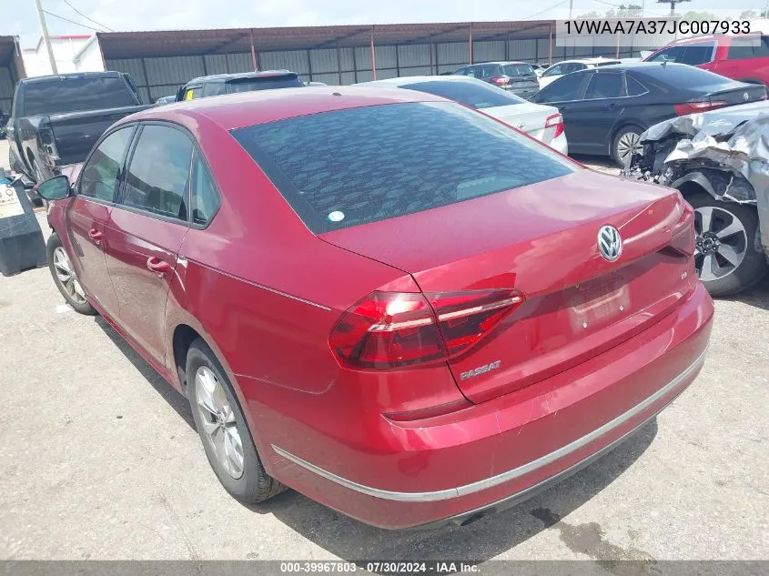 2018 Volkswagen Passat 2.0T R-Line/2.0T S VIN: 1VWAA7A37JC007933 Lot: 39967803