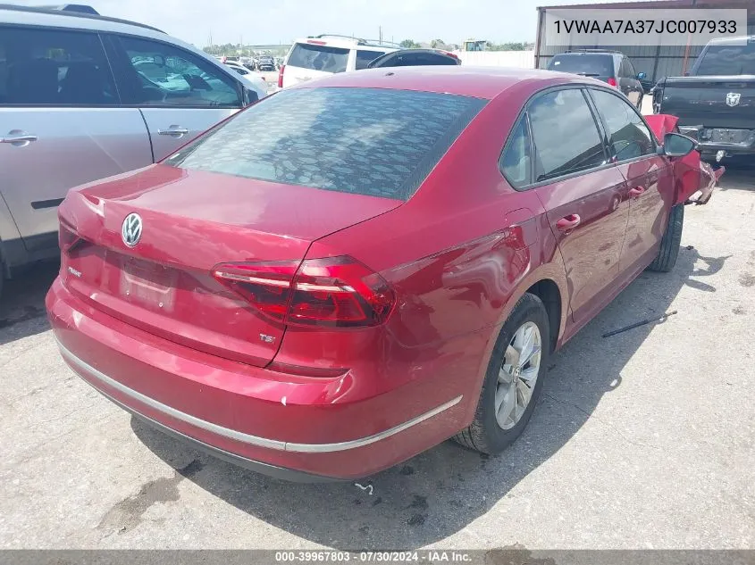 1VWAA7A37JC007933 2018 Volkswagen Passat 2.0T R-Line/2.0T S