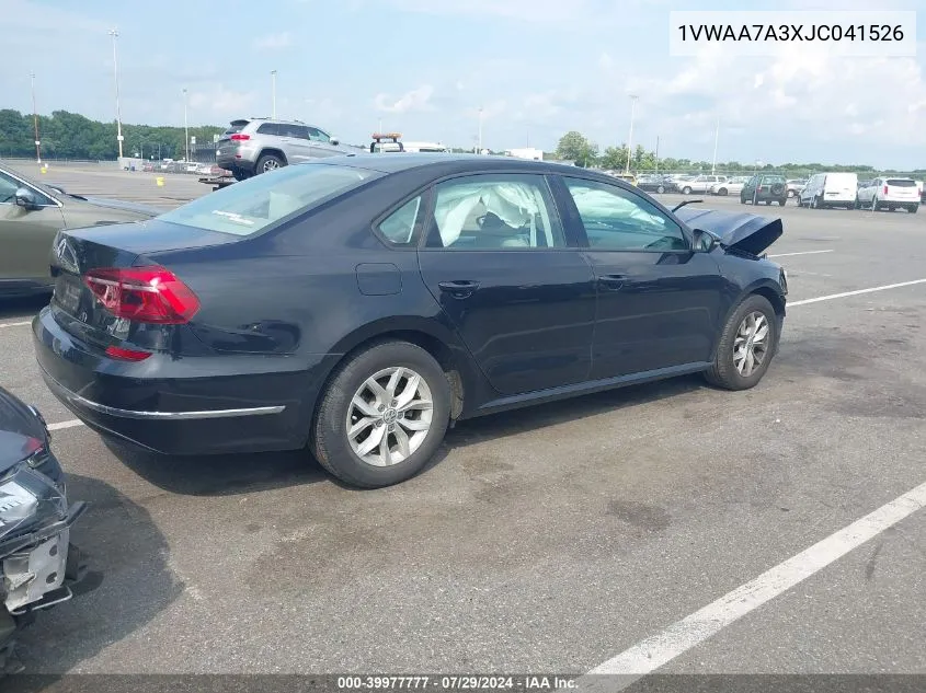 2018 Volkswagen Passat 2.0T R-Line/2.0T S VIN: 1VWAA7A3XJC041526 Lot: 39977777