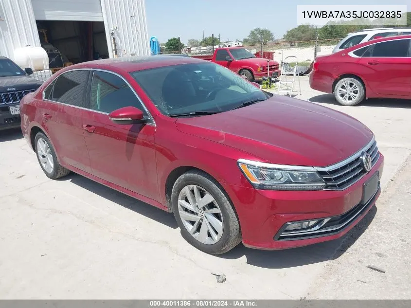 2018 Volkswagen Passat 2.0T Se VIN: 1VWBA7A35JC032835 Lot: 40011386