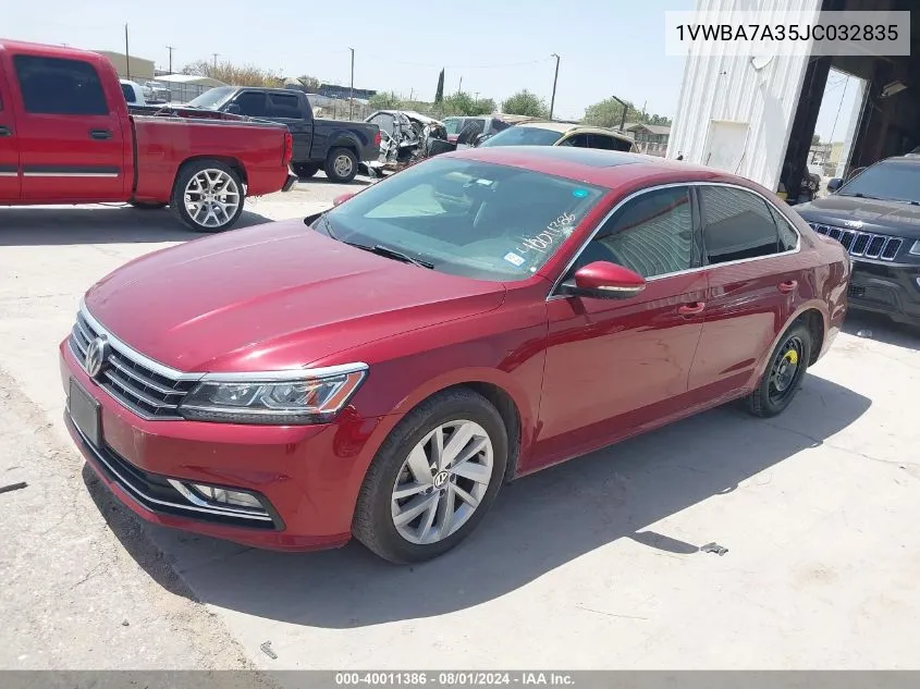 2018 Volkswagen Passat 2.0T Se VIN: 1VWBA7A35JC032835 Lot: 40011386