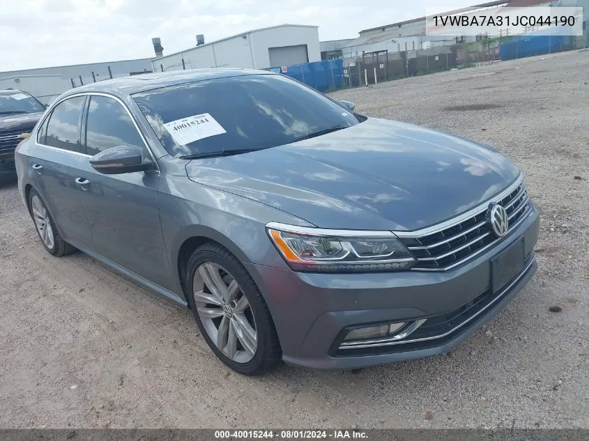 2018 Volkswagen Passat 2.0T Se VIN: 1VWBA7A31JC044190 Lot: 40015244