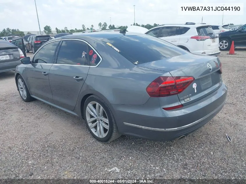 2018 Volkswagen Passat 2.0T Se VIN: 1VWBA7A31JC044190 Lot: 40015244