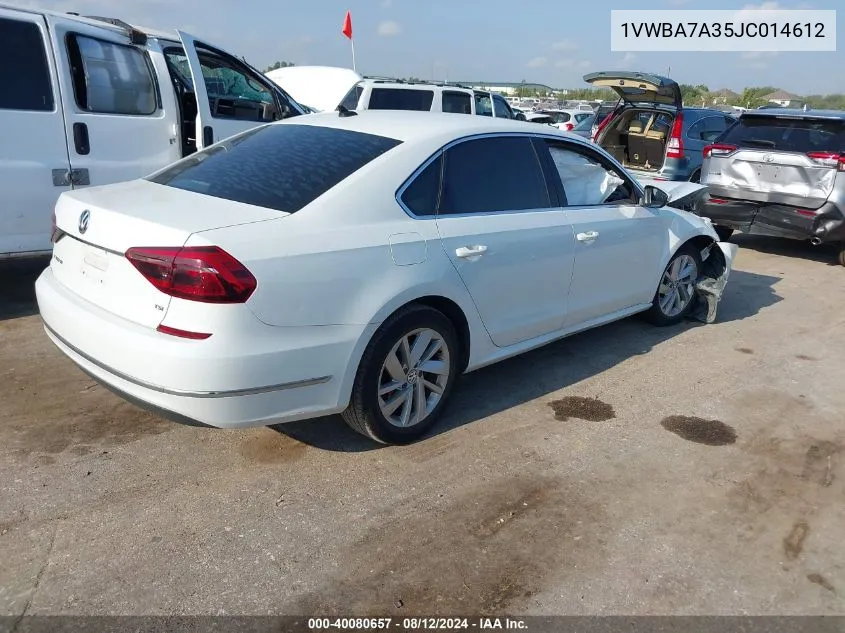 1VWBA7A35JC014612 2018 Volkswagen Passat 2.0T Se