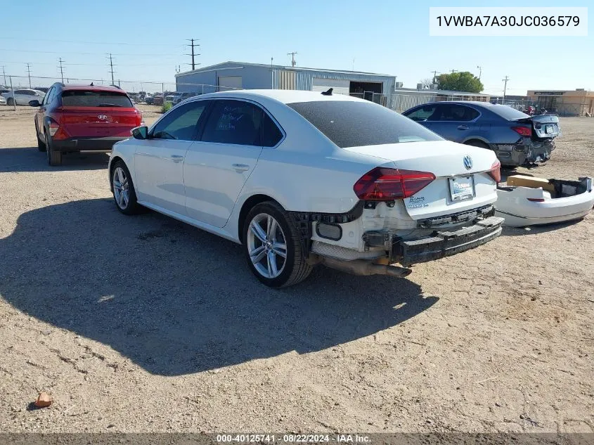 2018 Volkswagen Passat 2.0T Se VIN: 1VWBA7A30JC036579 Lot: 40125741