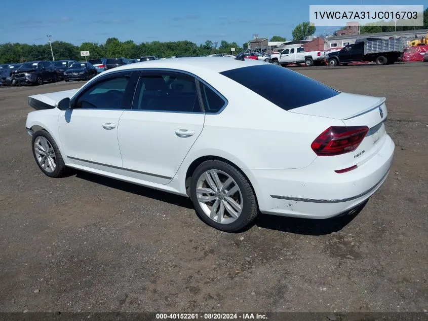 1VWCA7A31JC016703 2018 Volkswagen Passat 2.0T Sel Premium