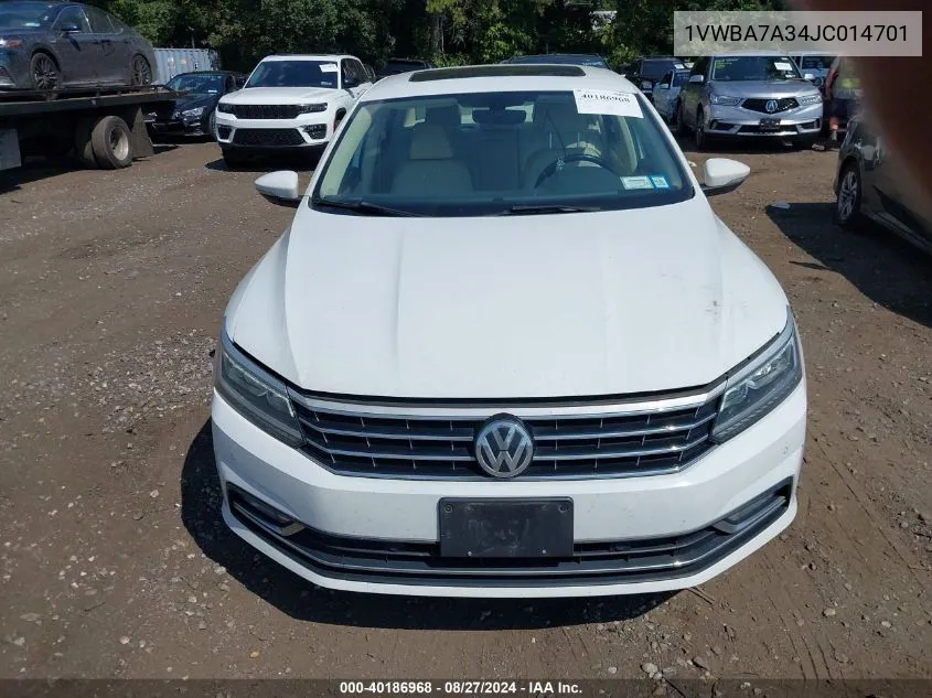 1VWBA7A34JC014701 2018 Volkswagen Passat 2.0T Se