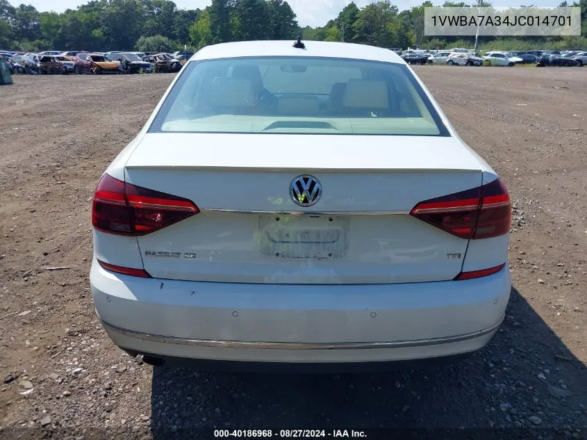 1VWBA7A34JC014701 2018 Volkswagen Passat 2.0T Se