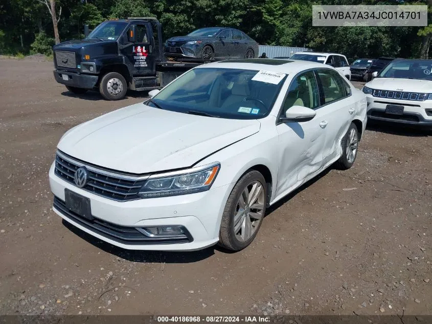 2018 Volkswagen Passat 2.0T Se VIN: 1VWBA7A34JC014701 Lot: 40186968