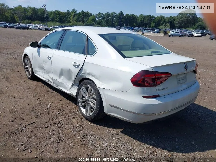 1VWBA7A34JC014701 2018 Volkswagen Passat 2.0T Se