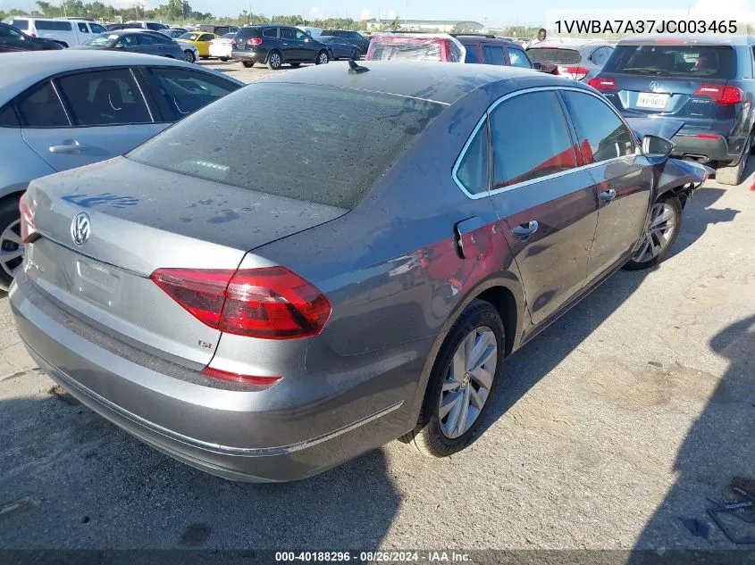 2018 Volkswagen Passat 2.0T Se VIN: 1VWBA7A37JC003465 Lot: 40188296