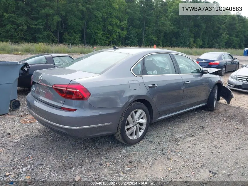 1VWBA7A31JC040883 2018 Volkswagen Passat 2.0T Se