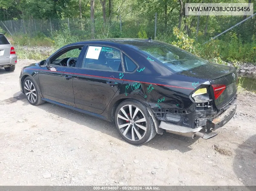 2018 Volkswagen Passat 3.6L V6 Gt VIN: 1VWJM7A38JC035456 Lot: 40194007