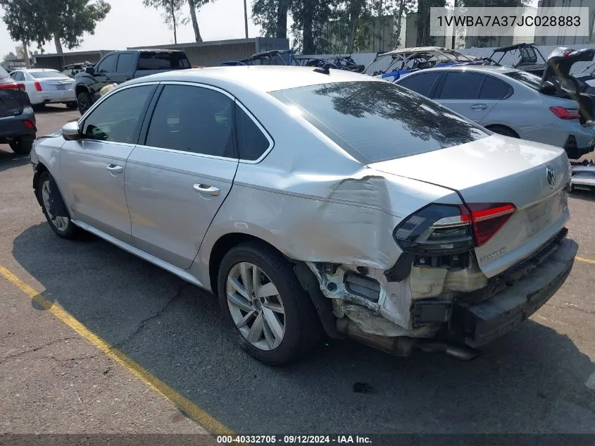 1VWBA7A37JC028883 2018 Volkswagen Passat 2.0T Se