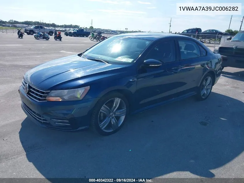 1VWAA7A39JC006282 2018 Volkswagen Passat S/R-Line