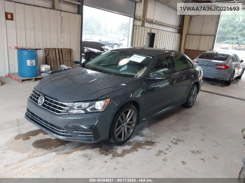 2018 Volkswagen Passat 2.0T R-Line/2.0T S VIN: 1VWAA7A36JC021693 Lot: 40354621